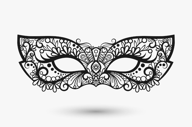 Beautiful lace mask. mardi gras mask icon.   llustration