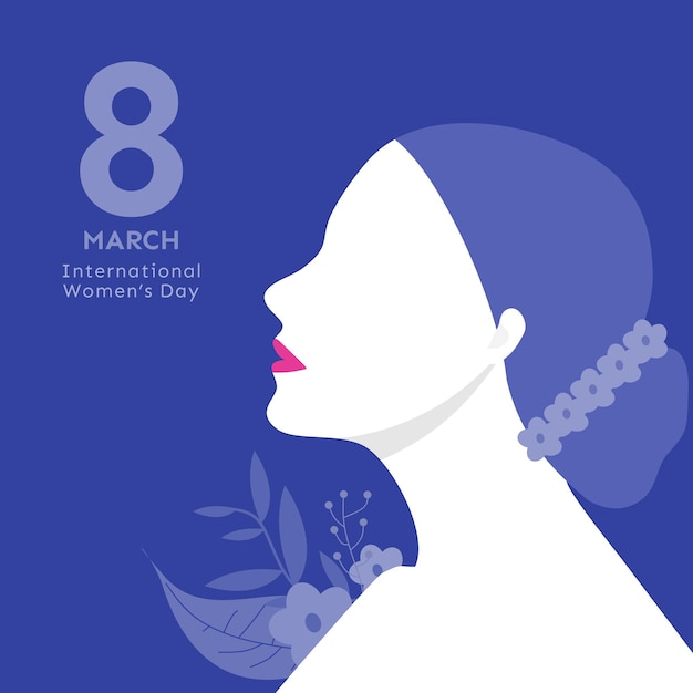 Beautiful Lady Face Silhouette 8 March Womens Day Greeting