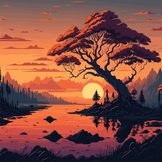 A beautiful landscape illustration