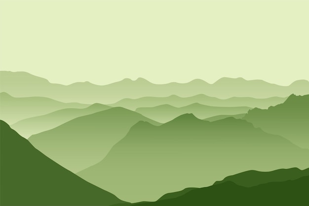 Vector beautiful landscape in mountains vector illustration in flat style