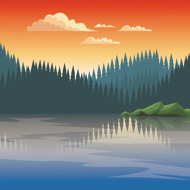 Vector beautiful landscape scenery