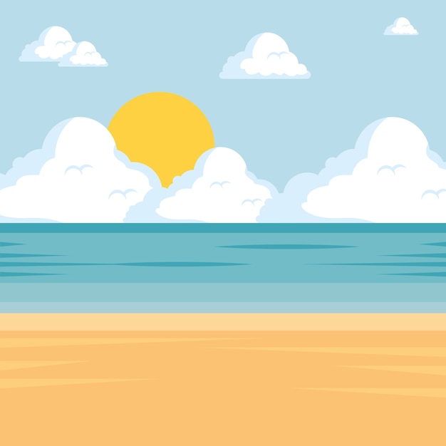 Vector beautiful landscape summer time on the beach