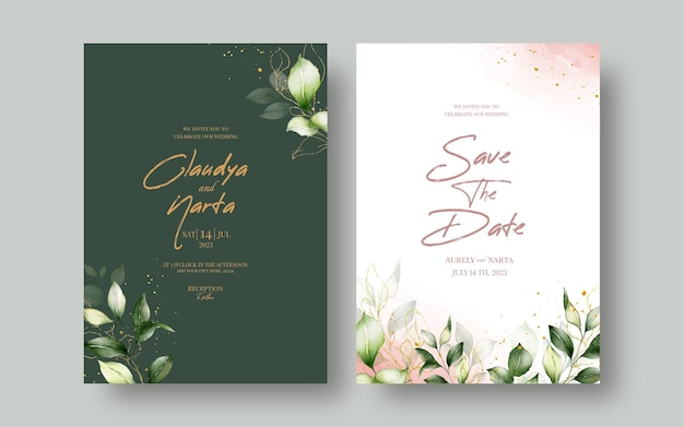 beautiful leaf hand drown invitation template