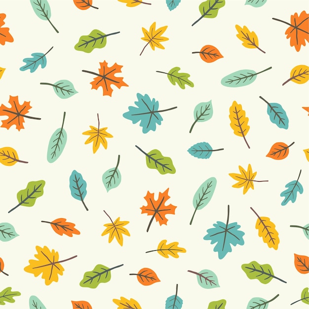 Beautiful leaves. Colourful seamless pattern. Vector illustration