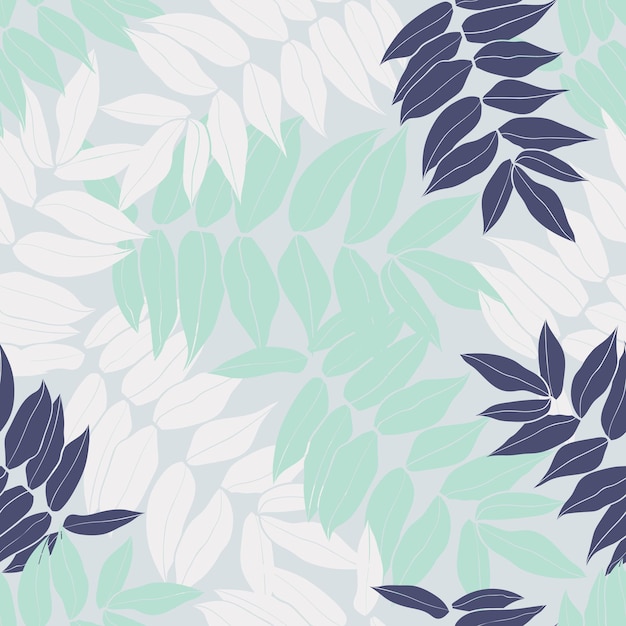 Beautiful leaves seamless pattern design Vector handdrawn leaves seamless pattern