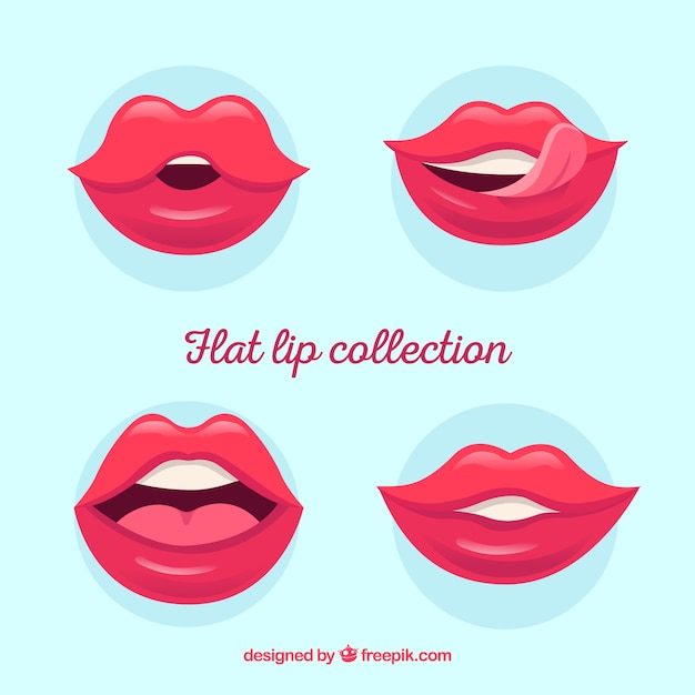 Vector beautiful lips set