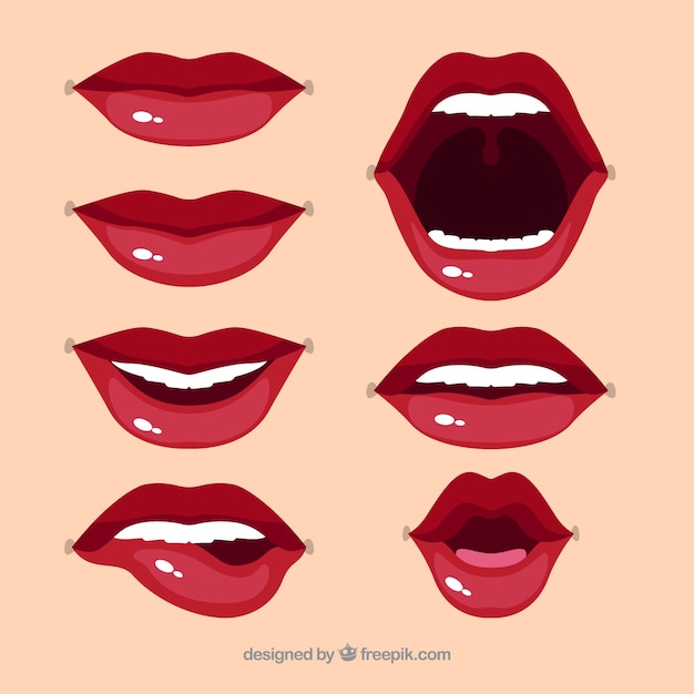 Vector beautiful lips set