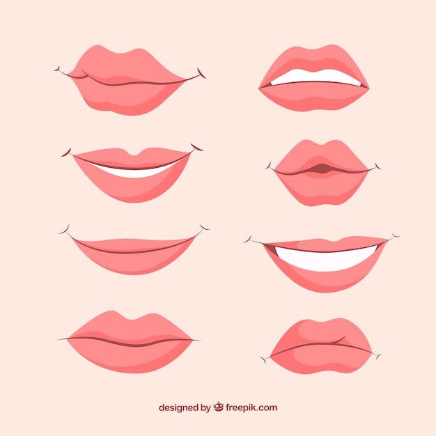 Vector beautiful lips set