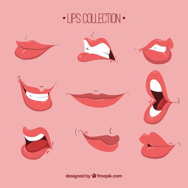 Vector beautiful lips set