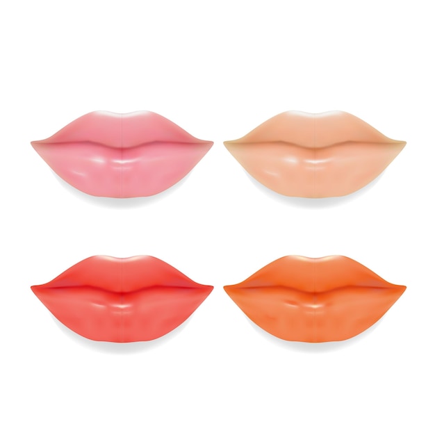 Beautiful lips with bright colored lipstick
