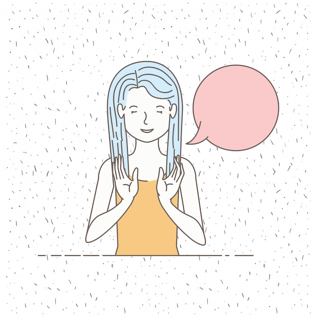 beautiful little girl talking with speech bubble