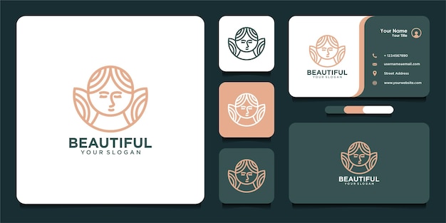 Beautiful logo design with face and business card