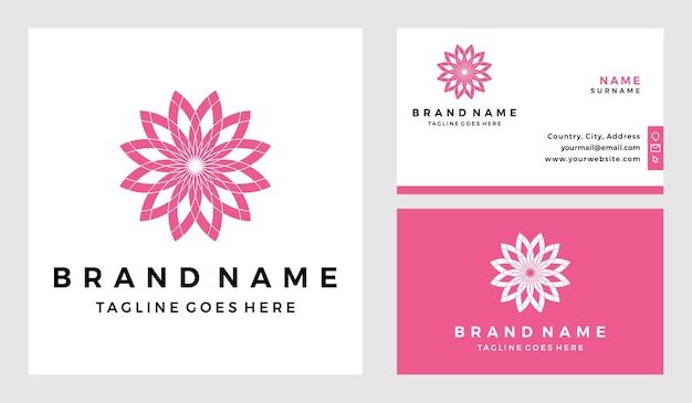 Beautiful lotus flower logo template with business card design