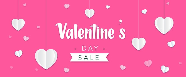 Vector beautiful love valentines day banner background multipurpose 3d heart effect