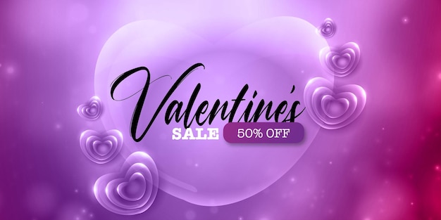 Beautiful Love Valentines Day Banner Background Multipurpose Metallic 3D Heart Effect