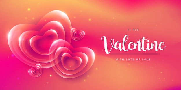 Beautiful Love Valentines Day Banner Background Multipurpose Metallic 3D Heart Effect