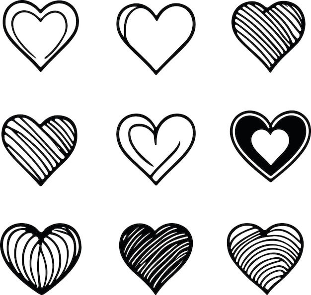 Vector beautiful and lovely hearts icons vector set