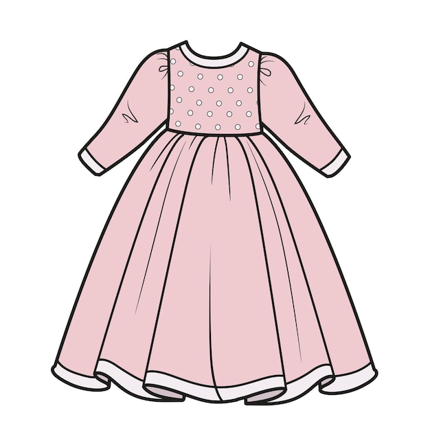 Beautiful lush dress color variation for coloring page on a white background