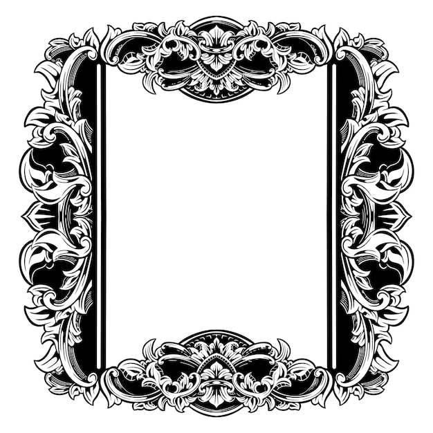 Vector beautiful and luxurious greeting or wedding card fence carved frame design