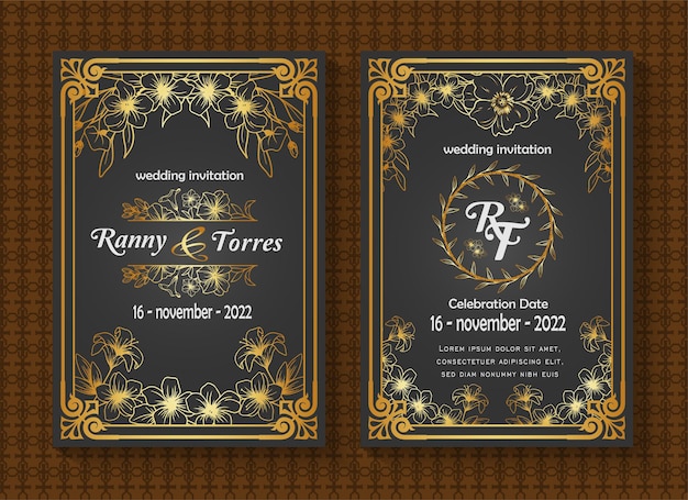 beautiful and luxurious wedding invitation card template