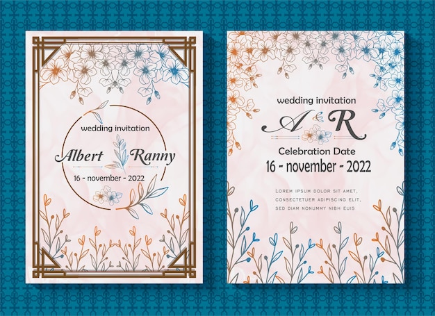 Beautiful and luxurious wedding invitation card template