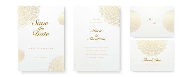 Beautiful luxury gold wedding invitation card template Elegant gold wedding invitation card template