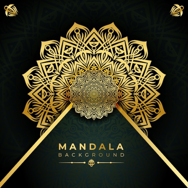 Bellissimo sfondo di design mandala ornamentale di lusso in colore oro