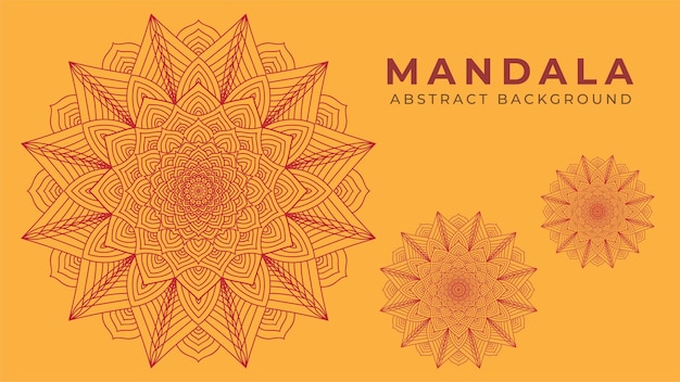 Beautiful mandala art vector illustration abstract background design template luxury outline design style orange maroon color theme