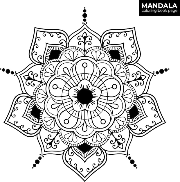 Vector beautiful mandala. black and white.