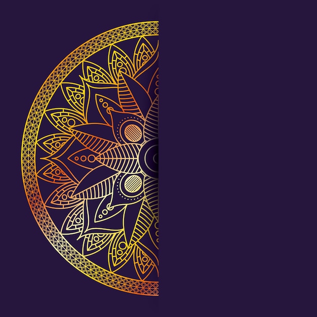 Vector beautiful mandala half decorative