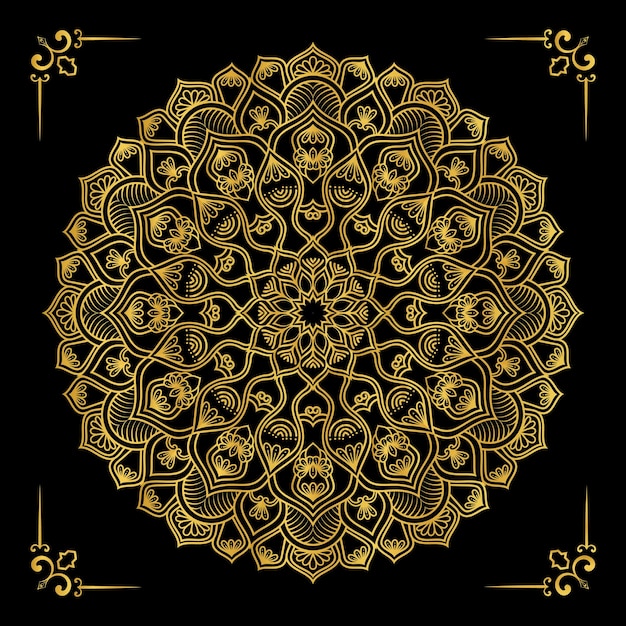Vector beautiful mandala ornamental background golden color