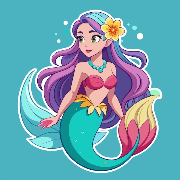 Vector beautiful mermaid sticker