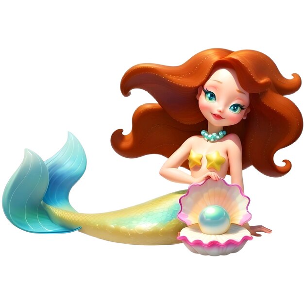 Vector beautiful mermaid with pearl