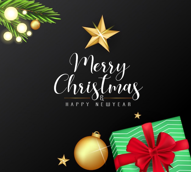 Vector beautiful merry christmas and new year card