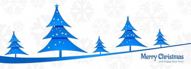 Beautiful merry christmas tree banner template design