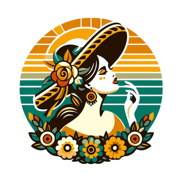 beautiful mexican woman flat vector design