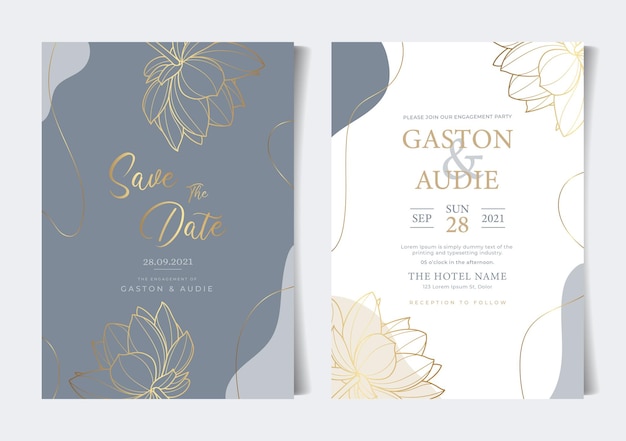 Beautiful minimalist floral flowers wedding invitation card