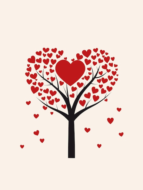 beautiful minimalist love tree vector illustration