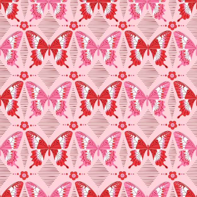 Beautiful Modern Butterflies Seamless pattern Vector illustration