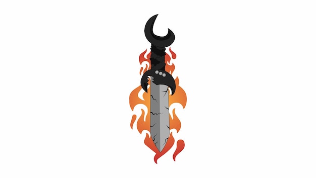 Beautiful Modern Gaming Sword and Fire Creative Logo Design