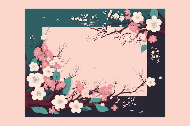 Beautiful modern Photo frame of flowers and twigs illustration