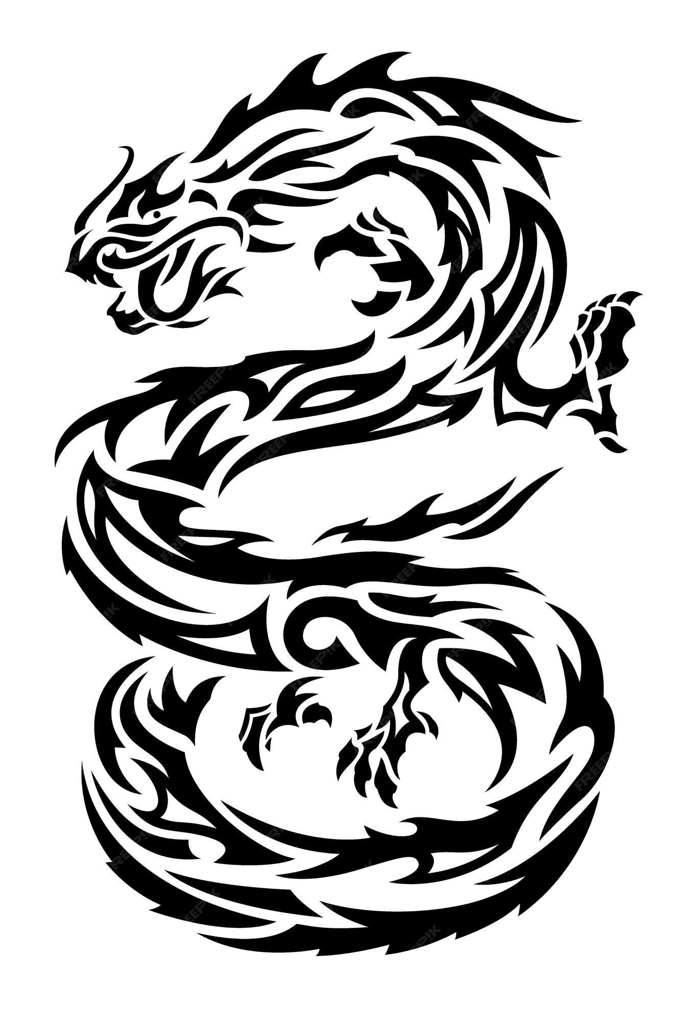 Tribal dragon tattoo design Royalty Free Vector Image