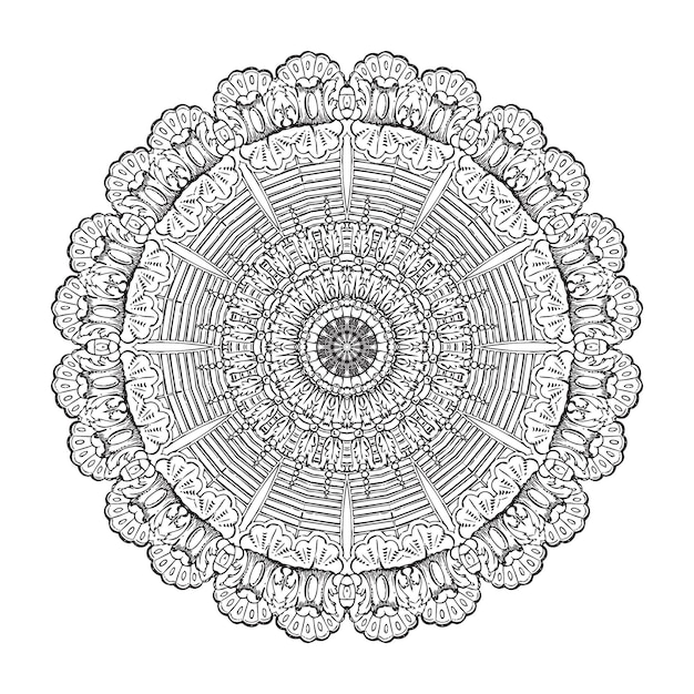 Beautiful monochrome illustration for adult coloring book page with linear abstract pattern