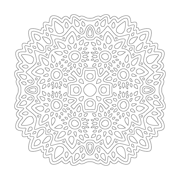 Beautiful monochrome linear illustration for coloring book page with abstract pattern isolated on the white background