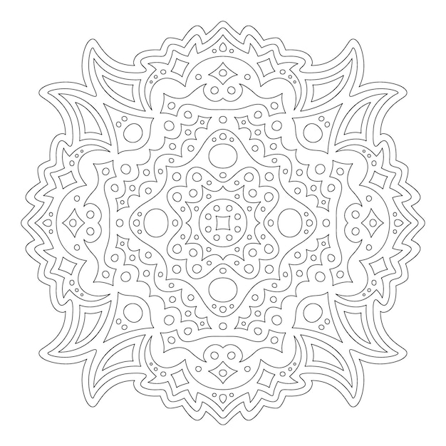 Beautiful monochrome linear vector illustration for adult coloring book page with abstract single pattern isolated on the white background