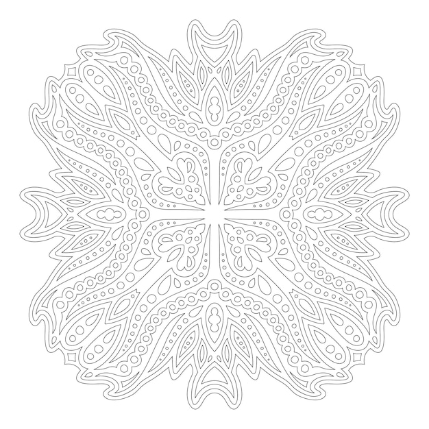 Beautiful monochrome linear vector illustration for adult coloring book page with abstract single pattern isolated on the white background