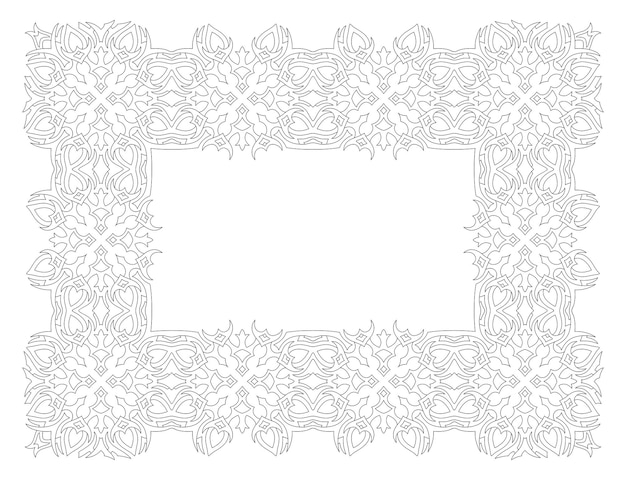 Beautiful monochrome linear vector illustration for adult coloring book page with abstract vintage frame isolated on the white background