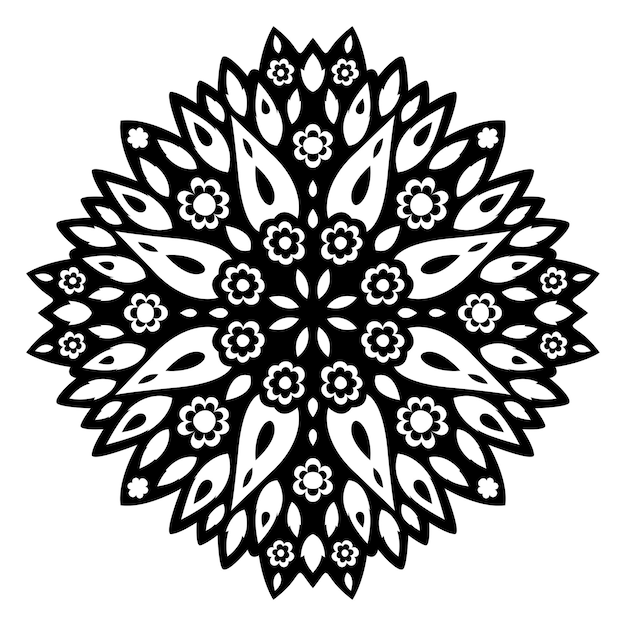 Beautiful monochrome tribal tattoo illustration with abstract black floral single pattern isolated  