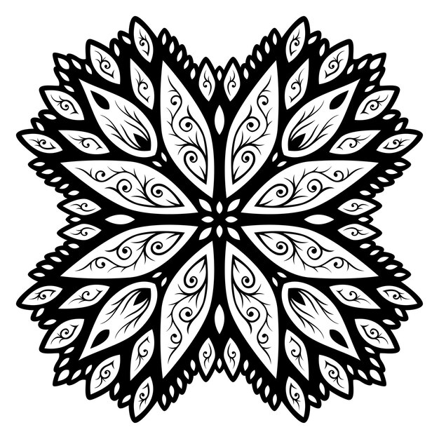Вектор Красивая монохромная племенная татуировка с абстрактным черным винтажным узором на белом фоне