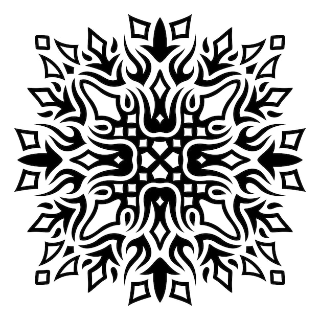 Beautiful monochrome tribal tattoo vector illustration with abstract black single pattern isolated on the white background